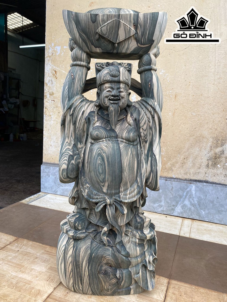 Tượng Phật Thần Tài Gỗ Cẩm Thị Cao 79 Ngang 31 Sâu 18 (cm)