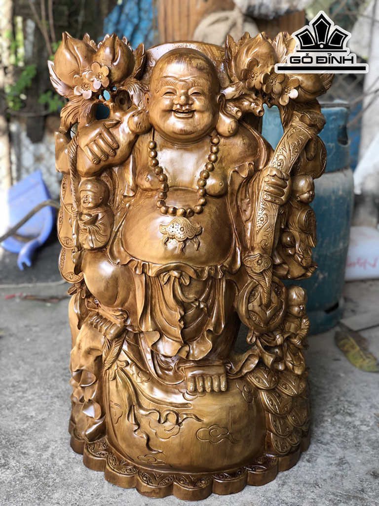 Tượng Phật Di Lặc Nhị Phúc Gỗ Xá Xị Cao 82 Ngang 52 Sâu 25 (cm)