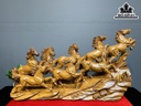 Tượng Bát Mã Gỗ Bách Xanh Cao 42 Ngang 86 Sâu 21 (cm)