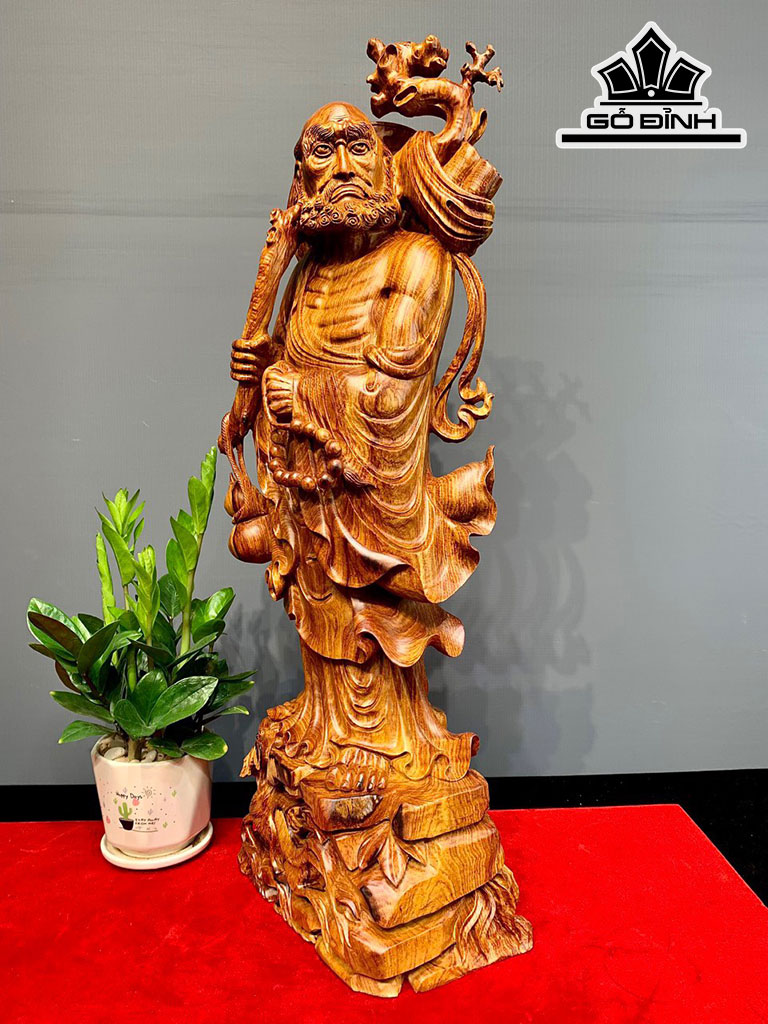 Tượng Đạt Ma Giáo Hóa Gỗ Cẩm Cao 68 Ngang 21 Sâu 15 (cm)