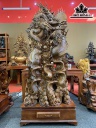 Tượng Ngũ Ngư Hoá Rồng Gỗ Bách Xanh Cao 196 Ngang 79 Sâu 33 (cm)