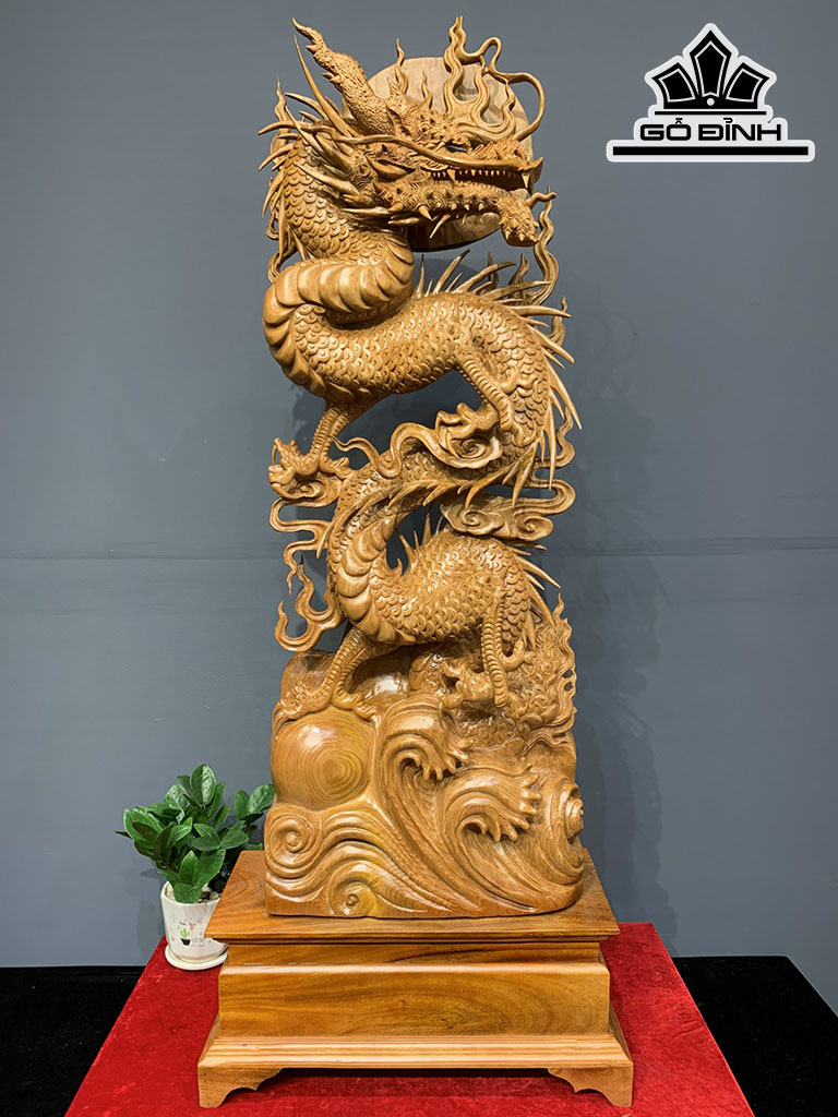 Tượng Rồng ( Nhất Long) Gỗ Ngọc Am Cao 122 Ngang 46 Sâu 22 (cm)