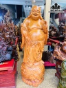 Tượng Phật Di Lặc Đứng Bao Tiền Gỗ Hương Cao 180 Ngang 65 Sâu 65 (cm)