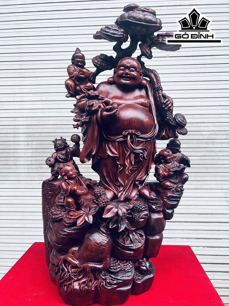 Tượng Phật Di Lặc Ngũ Phúc Gỗ Tử Đàn Cao 91 Ngang 47 Sâu 28 (cm)
