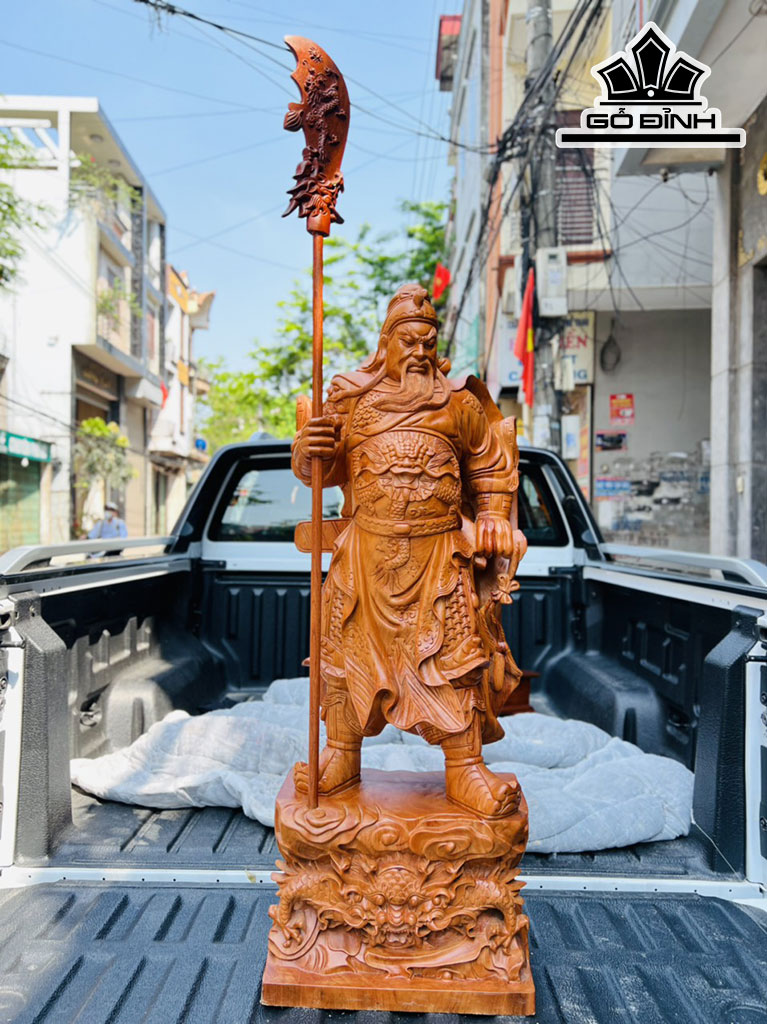 Tượng Quan Công Gỗ Hương Cao 100 Ngang 36 Sâu 24 (cm)