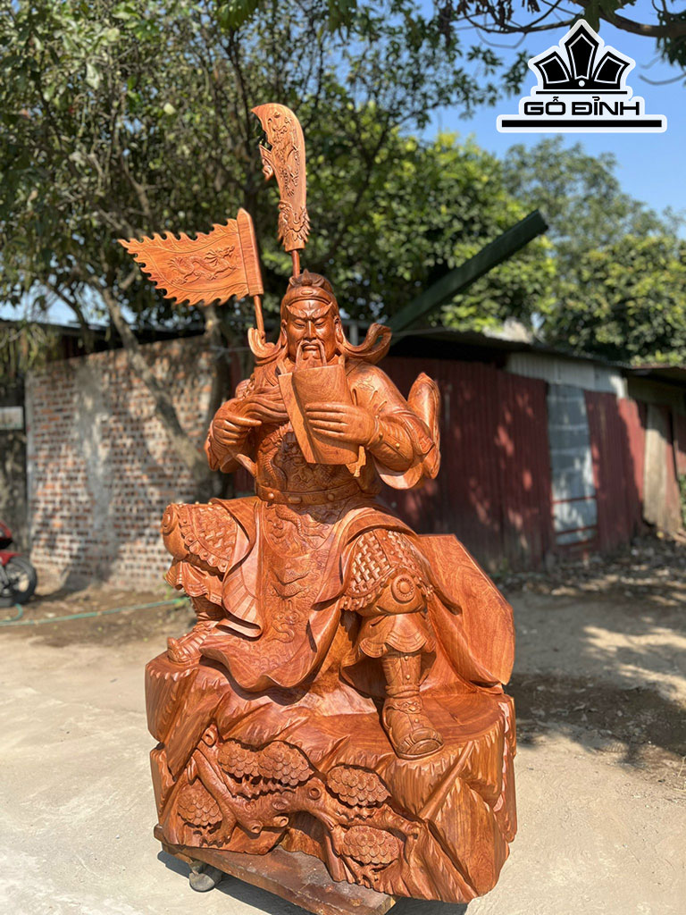 Tượng Quan Công Gỗ Hương Cao 147 Ngang 90 Sâu 55 (cm)