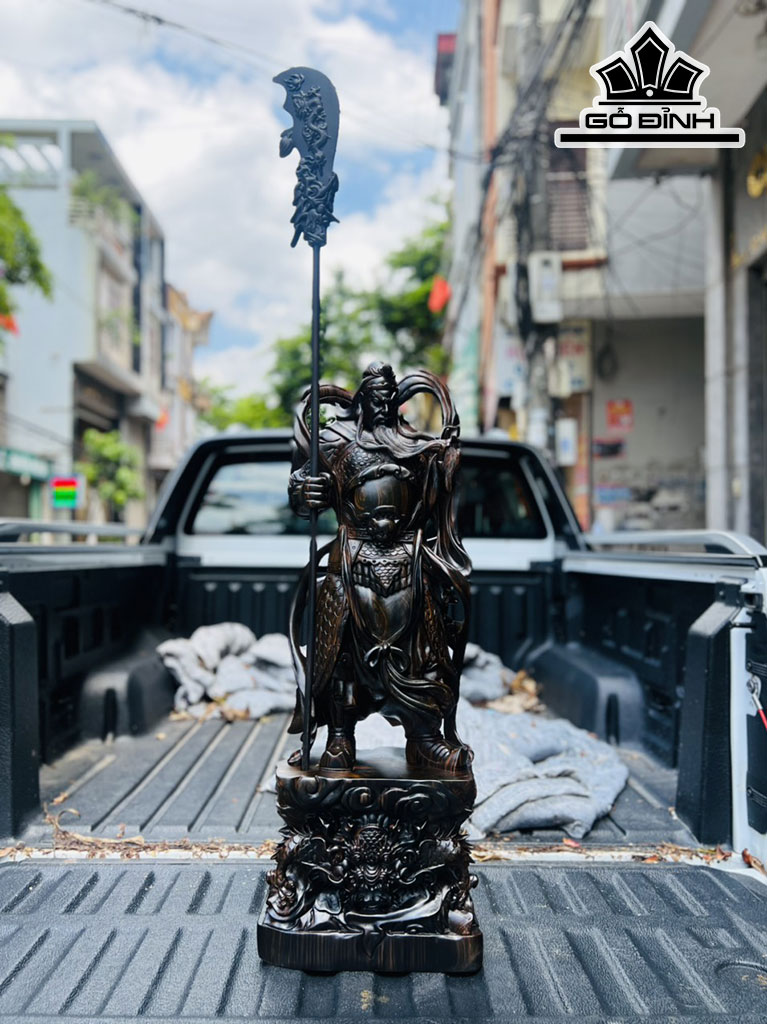 Tượng Quan Công Gỗ Mun Hoa Cao 80 Ngang 30 Sâu 16 (cm)