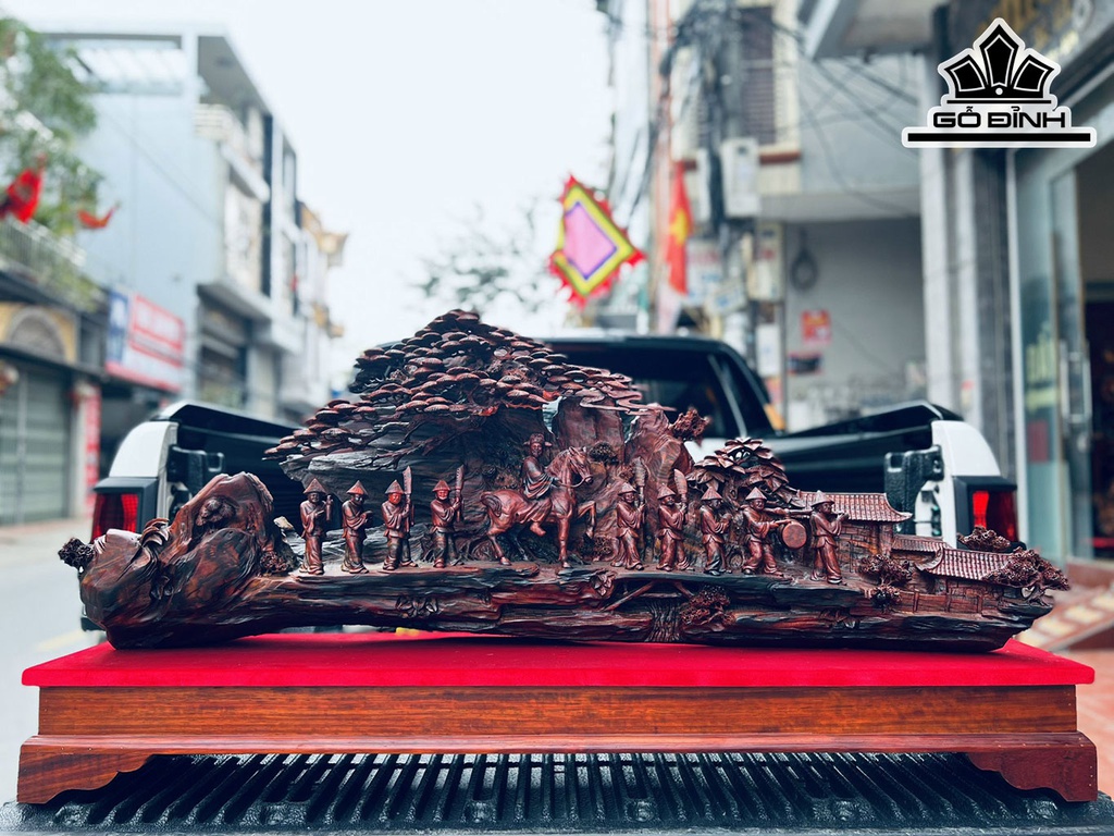 Tượng Vinh Quy Bái Tổ Gỗ Trắc Ngang 130 Cao 53 Sâu 26 (cm)
