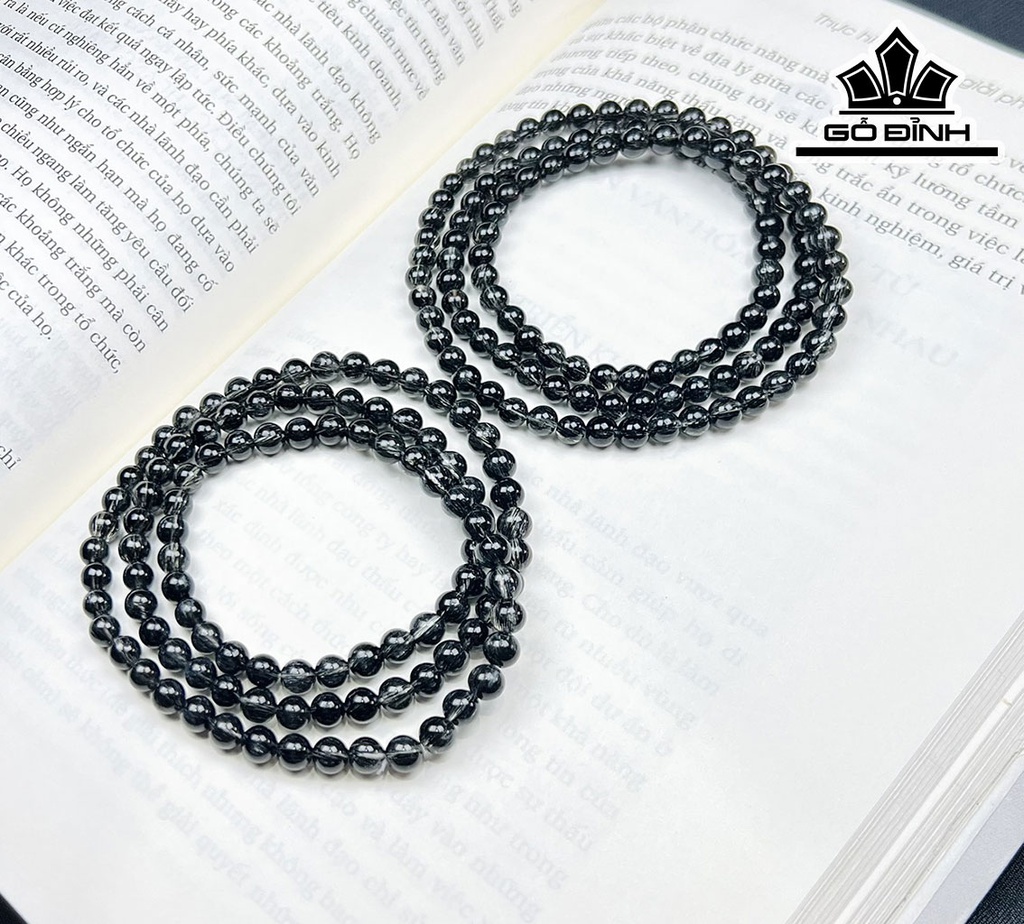 Chuỗi Đá Thạch Anh Tóc Đen Đường Kính Hạt 4,4-6 (mm)