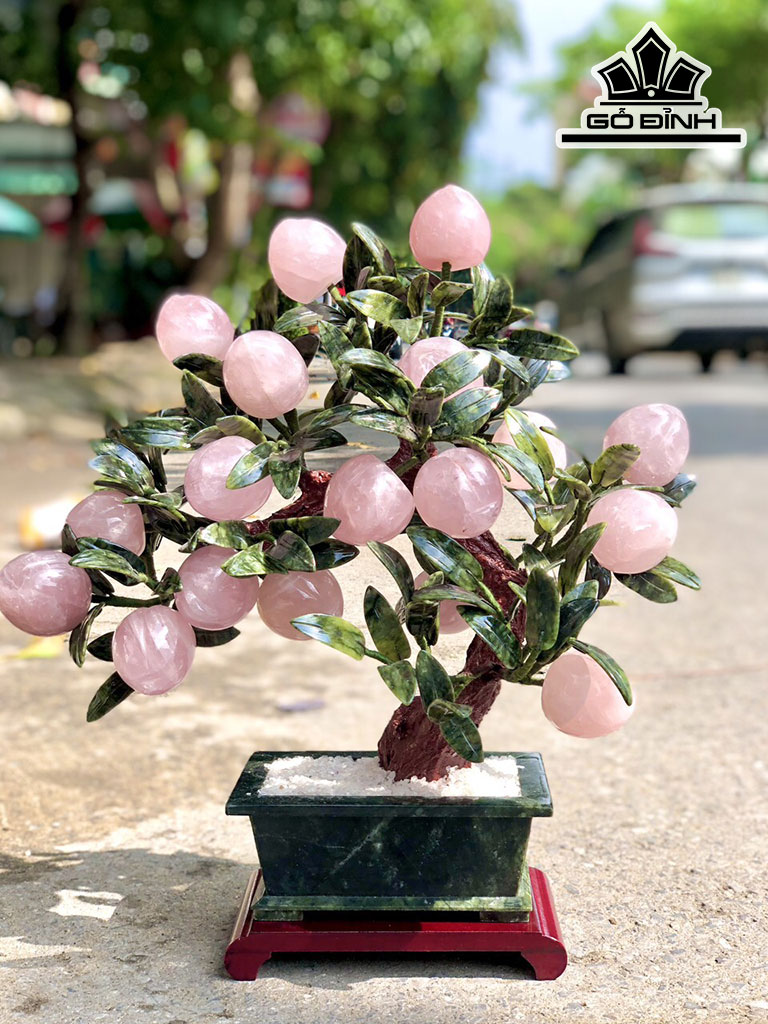 Cây Đào Đá Thạch Anh Hồng Cao 43 Ngang 48 (cm) 9kg
