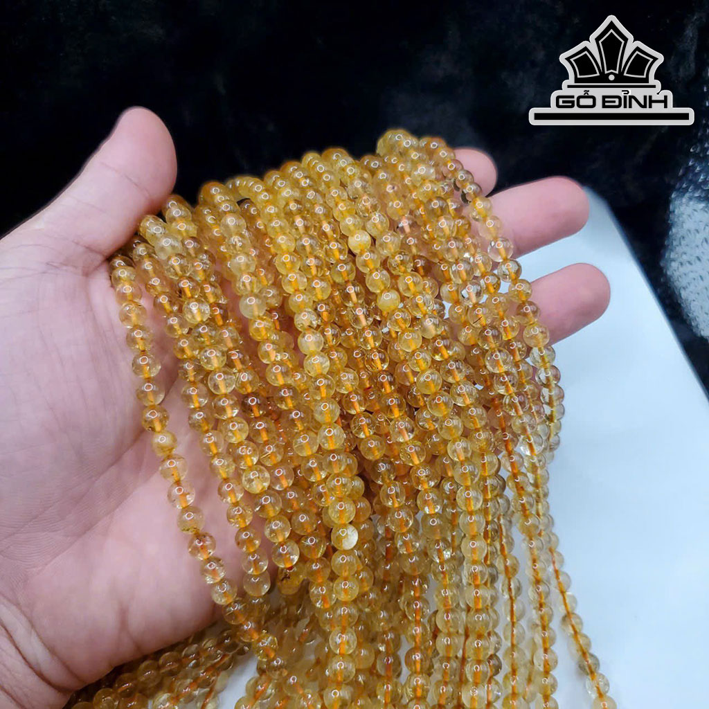 Chuỗi Đá Thạch Anh Tóc Vàng Đường Kính Hạt 5,8 (mm)