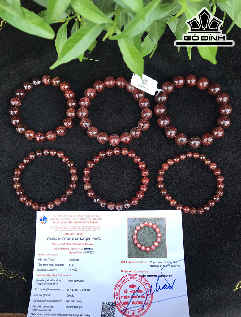 Vòng Tay Đá Thạch Anh Tóc Đỏ Đường Kính Hạt 7-13,98 (mm) 13.2-55gr