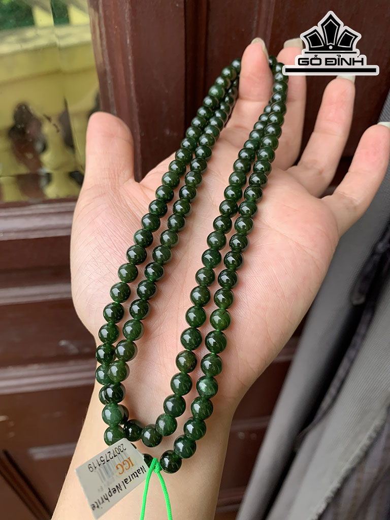 Chuỗi Đá Ngọc Bích (Nephrite Jade) Đường Kính Hạt 6 (mm)