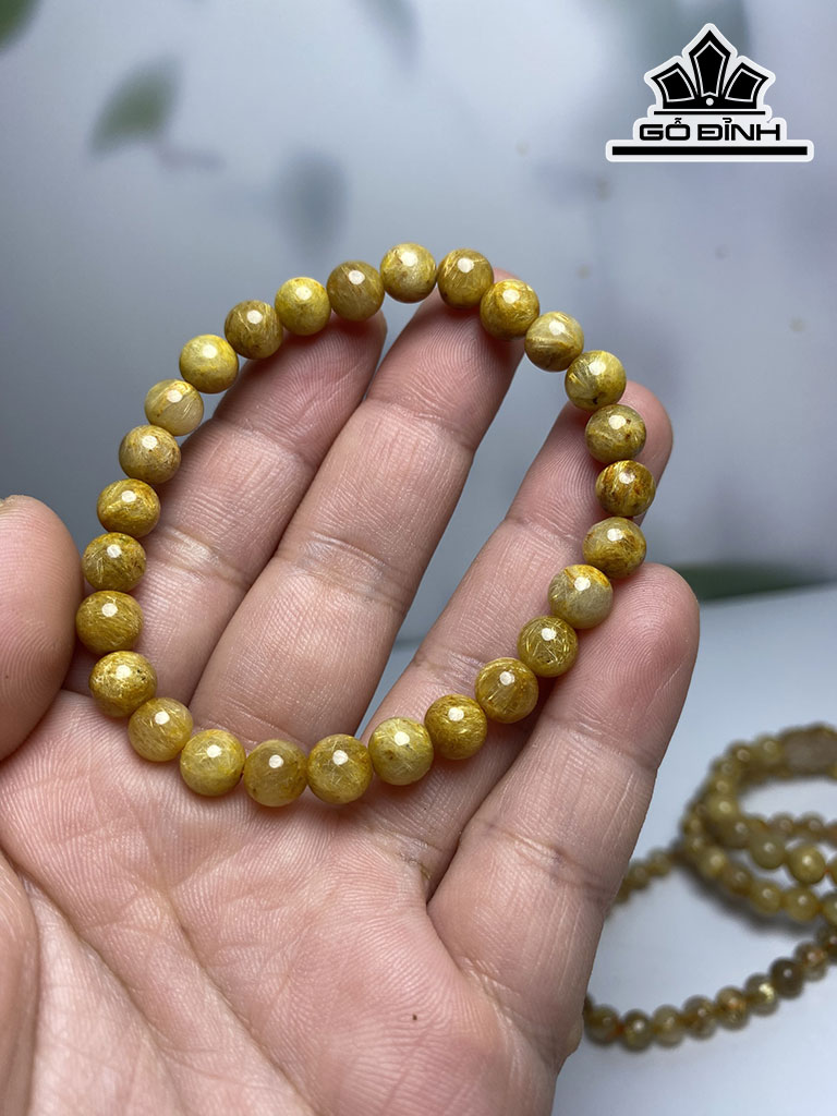Vòng Tay Đá Thạch Anh Tóc Vàng Đường Kính Hạt 6 (mm)