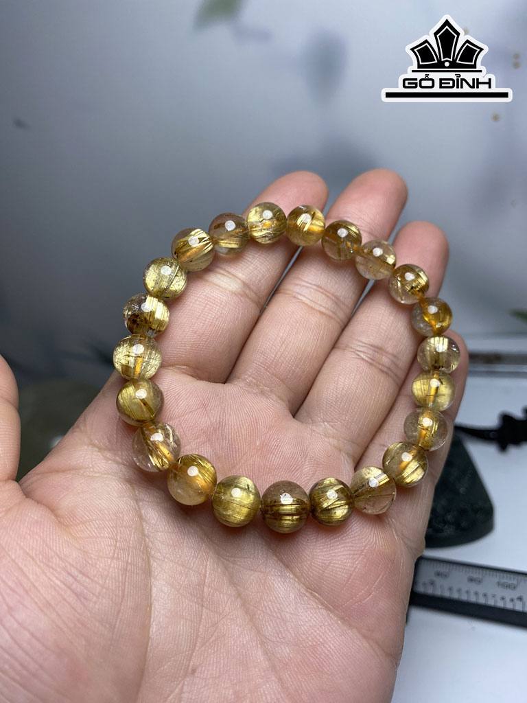 Vòng Tay Đá Thạch Anh Tóc Vàng Đường Kính Hạt 8,8 (mm)