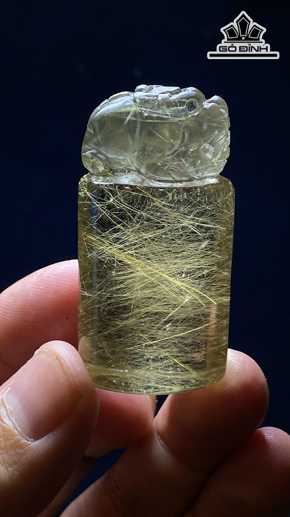 Ấn Tỳ Hưu Đá Thạch Anh Tóc Vàng Cao 48,6 Ngang 25 Sâu 18,8 (mm) 39,9gr