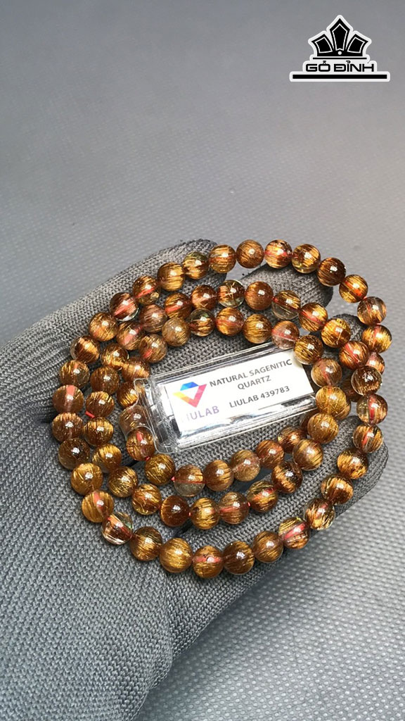 Chuỗi Đá Thạch Anh Tóc Nâu Đường Kính Hạt 6,9 (mm) 35.2gr