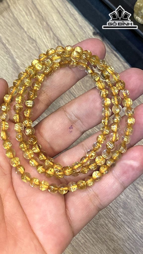 Chuỗi Đá Thạch Anh Tóc Vàng Đường Kính Hạt 5,2 (mm) 22.3gr
