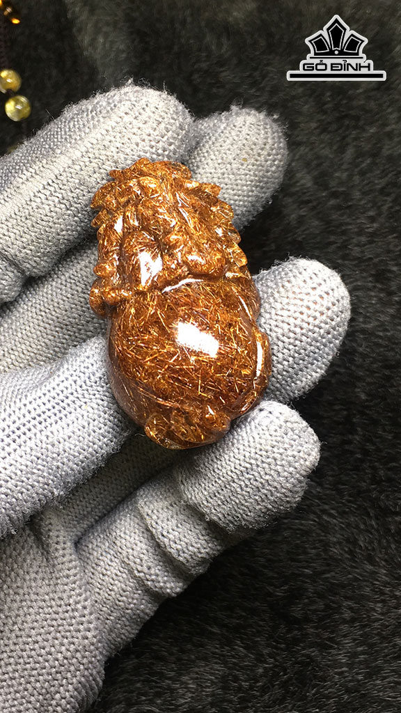 Mặt Dây Chuyền Long Quy Đá Thạch Anh Tóc Đỏ Cao 44,4 Ngang 25,2 Sâu 19,8 (mm) 36,2gr