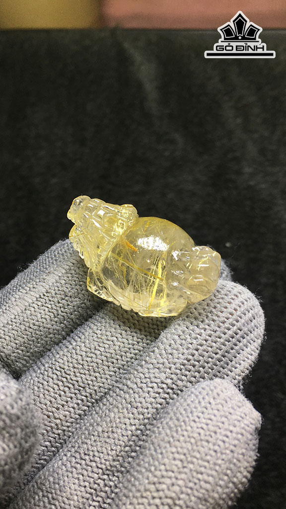 Mặt Dây Chuyền Long Quy Đá Thạch Anh Tóc Vàng Cao 31,4 Ngang 19,5, Sâu 17,3 (mm) 13,4gr