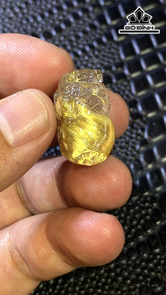 Mặt Dây Chuyền Tỳ Hưu Đá Thạch Anh Tóc Vàng Cao 23 Ngang 14 Sâu 13,5 (mm) 7,4gr