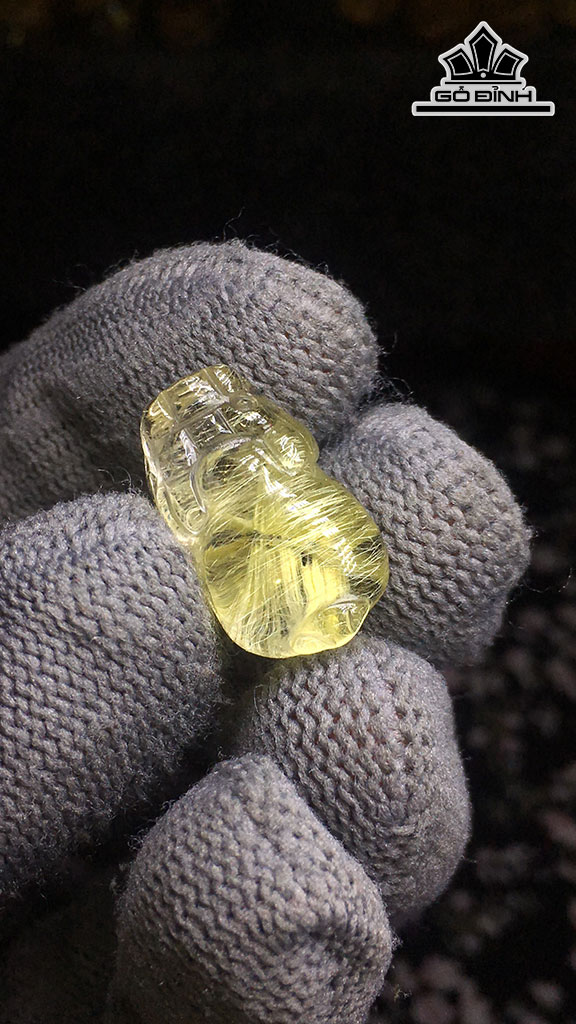 Tỳ Hưu Đá Thạch Anh Tóc Vàng Cao 20,4 Ngang 12 Sâu 8,5 (mm) 3,6gr