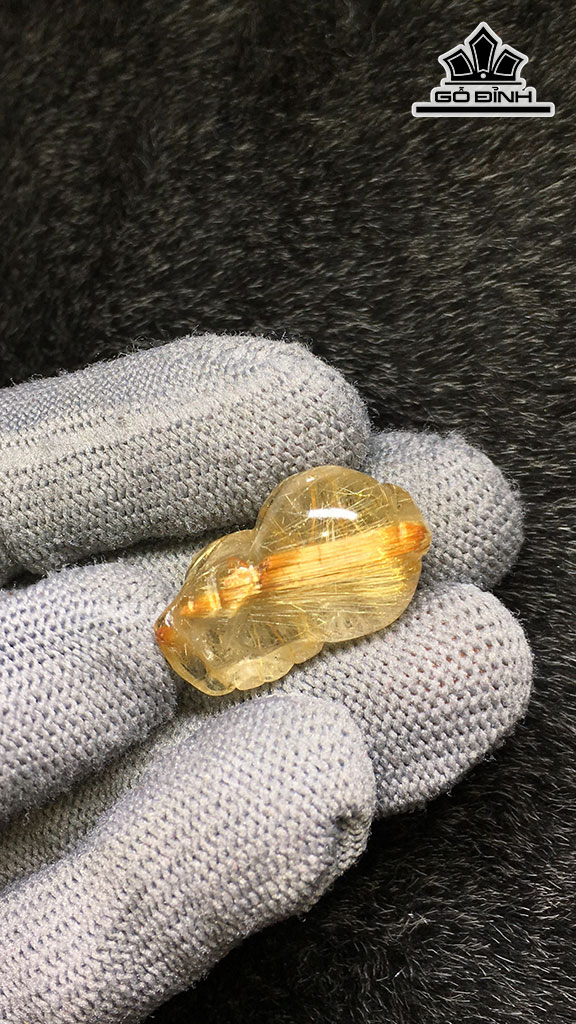 Tỳ Hưu Đá Thạch Anh Tóc Vàng Cao 25,7 Ngang 15 Sâu 12,3 (mm) 7,4gr