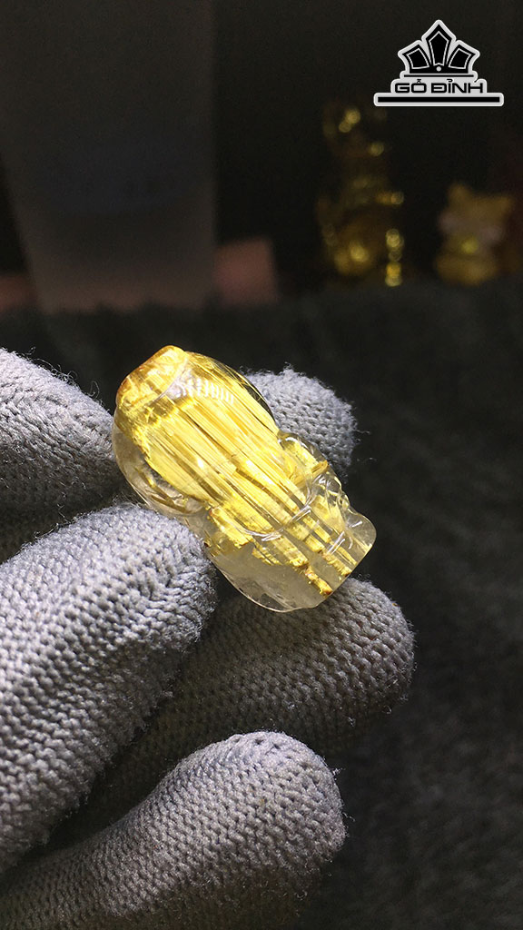 Tỳ Hưu Đá Thạch Anh Tóc Vàng Cao 28 Ngang 15,3 Sâu 12,5 (mm) 10gr