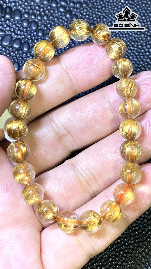 Vòng Tay Đá Thạch Anh Tóc Vàng Đường Kính Hạt 8 (mm) 18gr