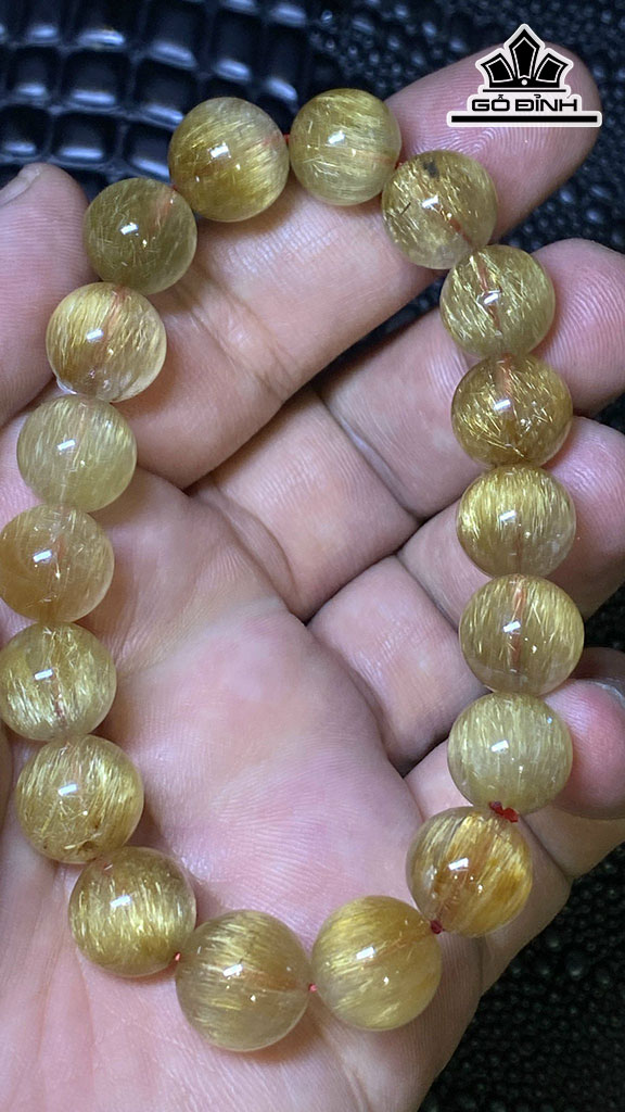 Vòng Tay Đá Thạch Anh Tóc Vàng Đường Kính Hạt 11,4 (mm) 36gr