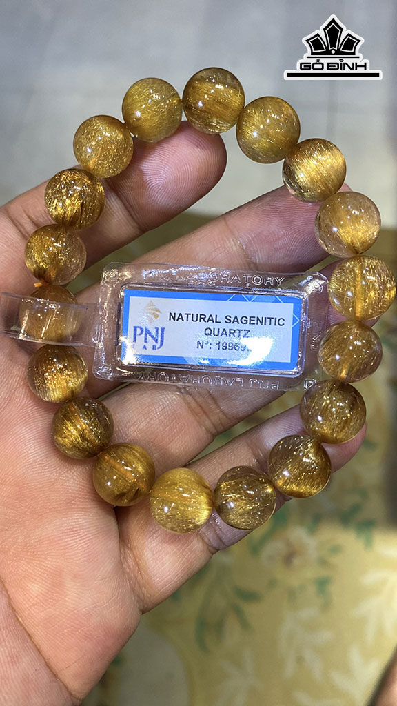 Vòng Tay Đá Thạch Anh Tóc Vàng Đường Kính Hạt 11,5 (mm) 40gr
