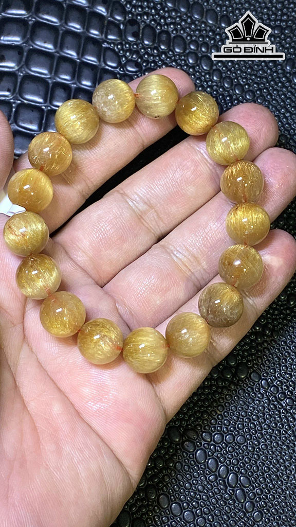 Vòng Tay Đá Thạch Anh Tóc Vàng Đường Kính Hạt 11,8 (mm) 38.6gr