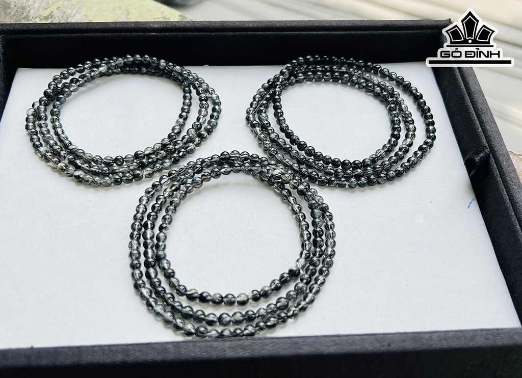 Chuỗi Đá Thạch Anh Tóc Đen Đường Kính Hạt 4,3-5,2 (mm)