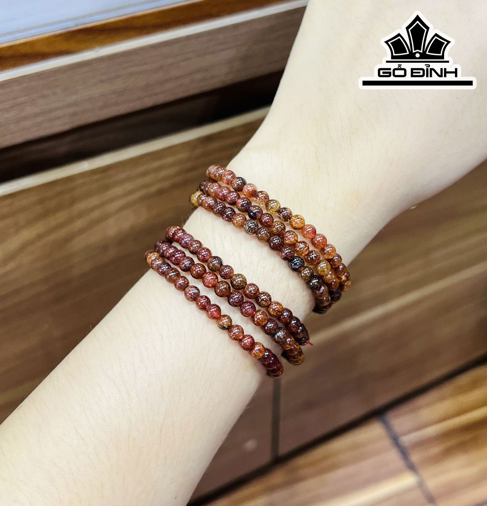 Chuỗi Đá Thạch Anh Tóc Nâu Đường Kính Hạt 4,7-5,7 (mm)