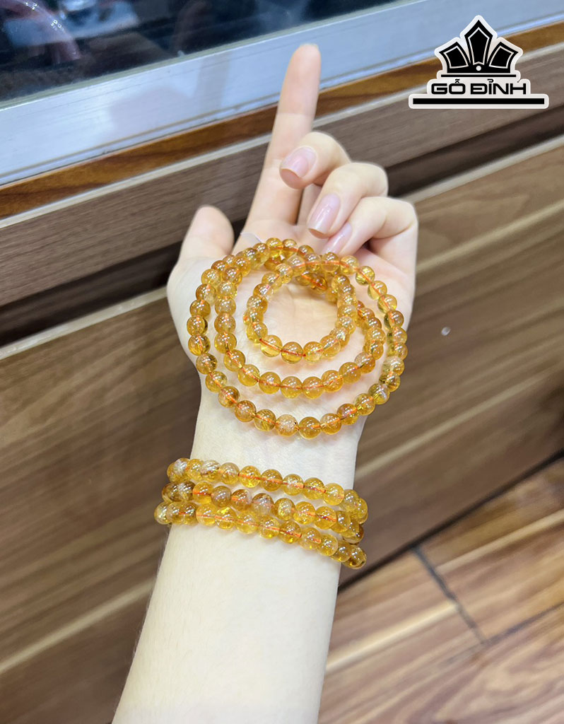Chuỗi Đá Thạch Anh Vàng Đường Kính Hạt 6 (mm)