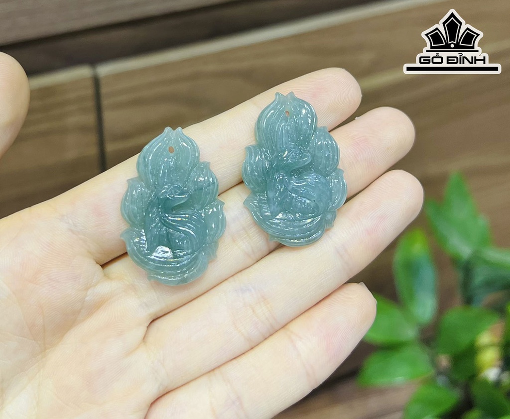 Mặt Dây Chuyền Hồ Ly Đá Ngọc Lam (Turquoise) Cao 3,3 (cm)