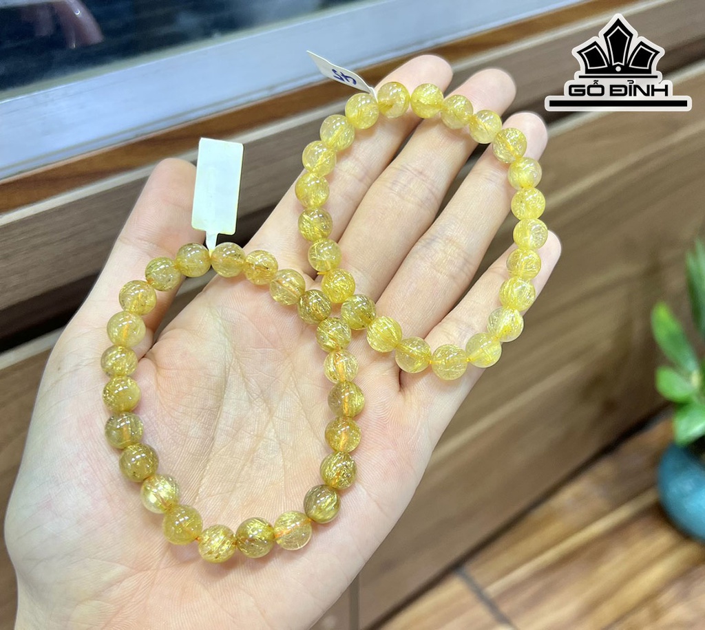 Vòng Tay Đá Thạch Anh Tóc Vàng Đường Kính Hạt 8 (mm)