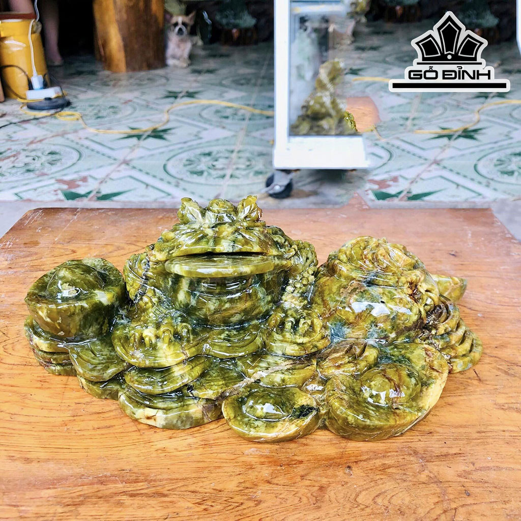 Tác Phẩm Thiềm Thừ Đá Serpentine Cao 9 Ngang 24 Sâu 15 (cm) 3kg