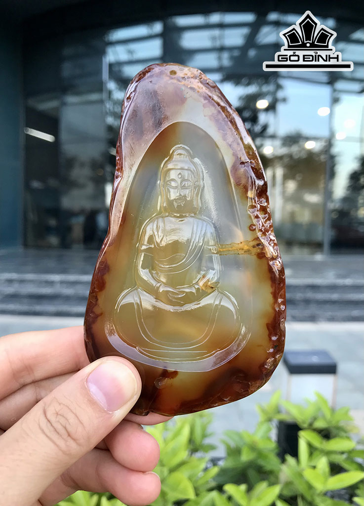 Mặt Dây Chuyền Đá Mã Não Cao 12,8 Ngang 6,3 Sâu 1 (cm)