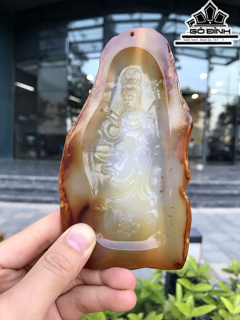 Mặt Dây Chuyền Đá Mã Não Cao 13,8 Ngang 8,3 Sâu 1 (cm)