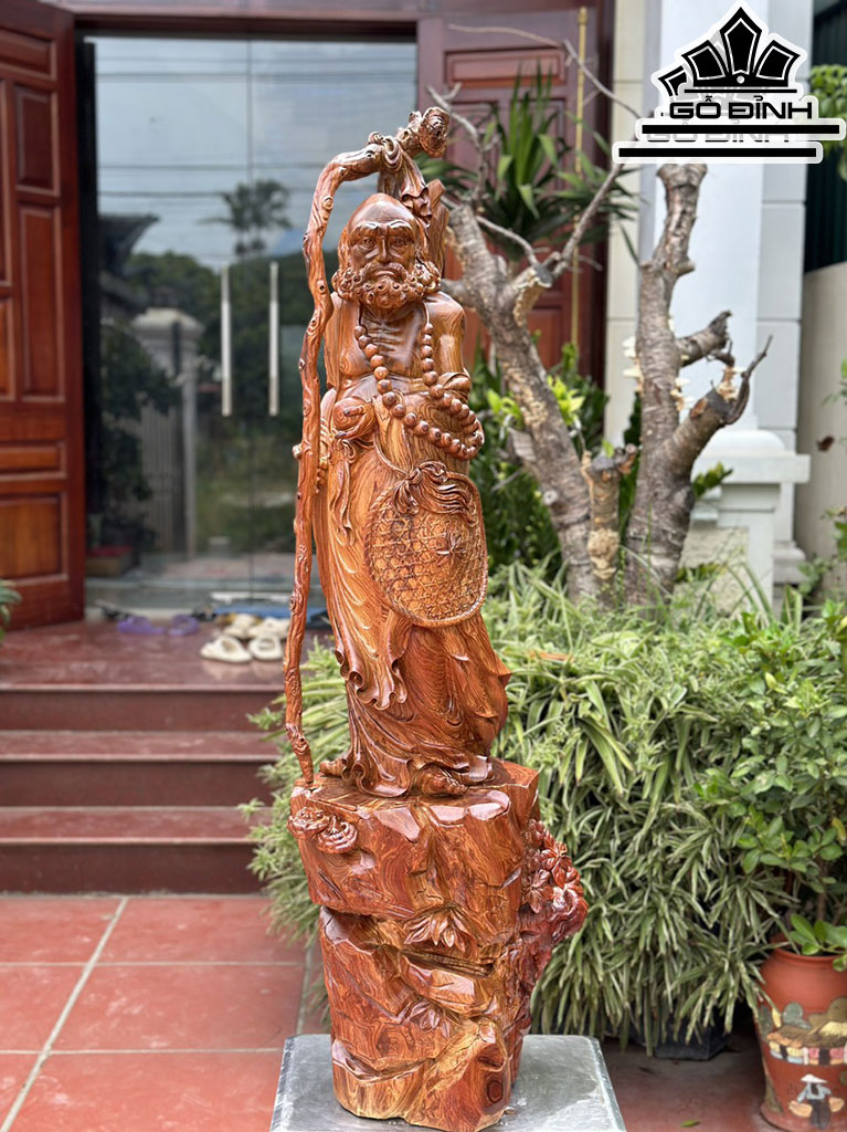 Tượng Đạt Ma Sư Tổ Gỗ Cẩm Cao 128 Ngang 42 Sâu 35 (cm)