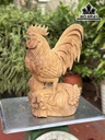 Tượng Gà Trống Gỗ Ngọc Am Cao 39 Ngang 28 Sâu 15 (cm)