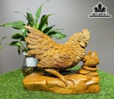 Tượng Gà Phong Thủy Gỗ Hương Cao 25 Ngang 30 Sâu 15 (cm)