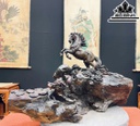 Tượng Ngựa Phong Thủy (Nhất Mã Phi Thiên) Gỗ Bách Xanh Cao 52 Ngang 92 Sâu 58 (cm)