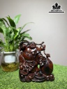 Tượng Phật Di Lặc Kéo Bao Tiền Gỗ Trắc Cao 19 Ngang 18 Sâu 10 (cm)
