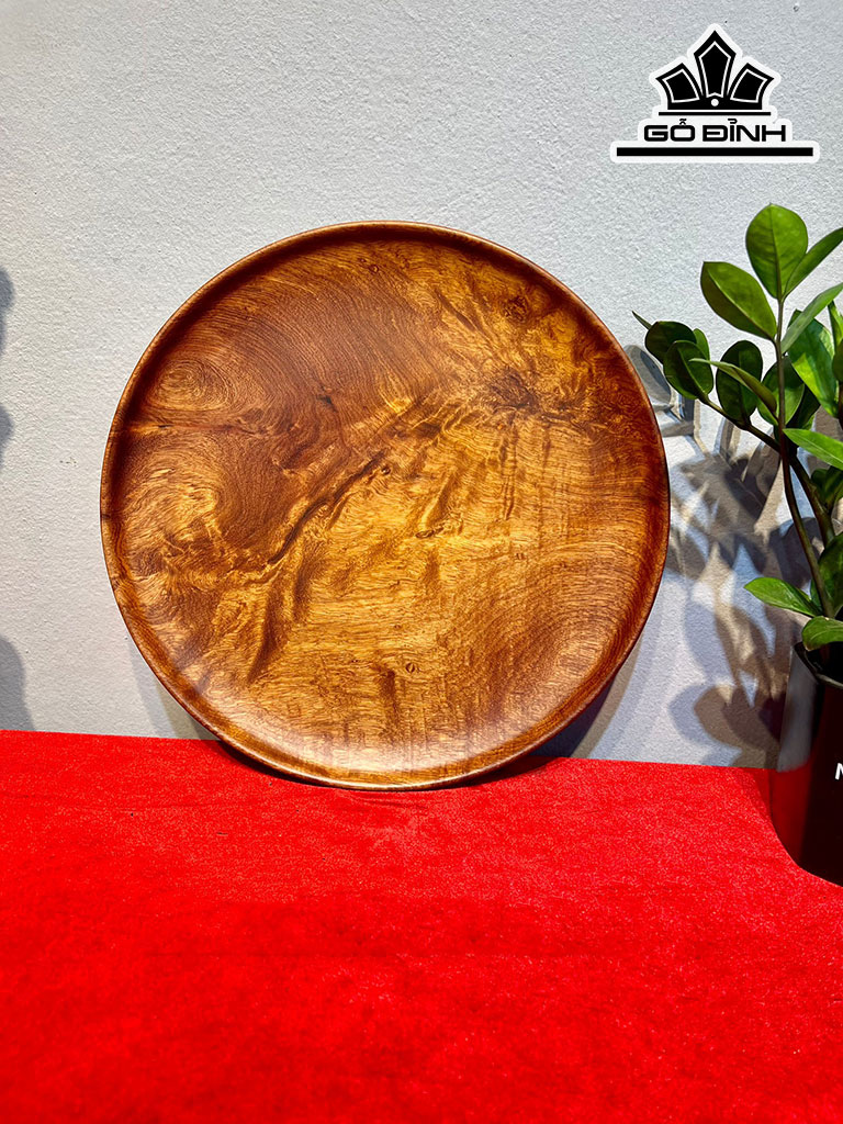 Mâm Gỗ Sụn Hương Cao 4 Đường Kính 34,5 (cm)