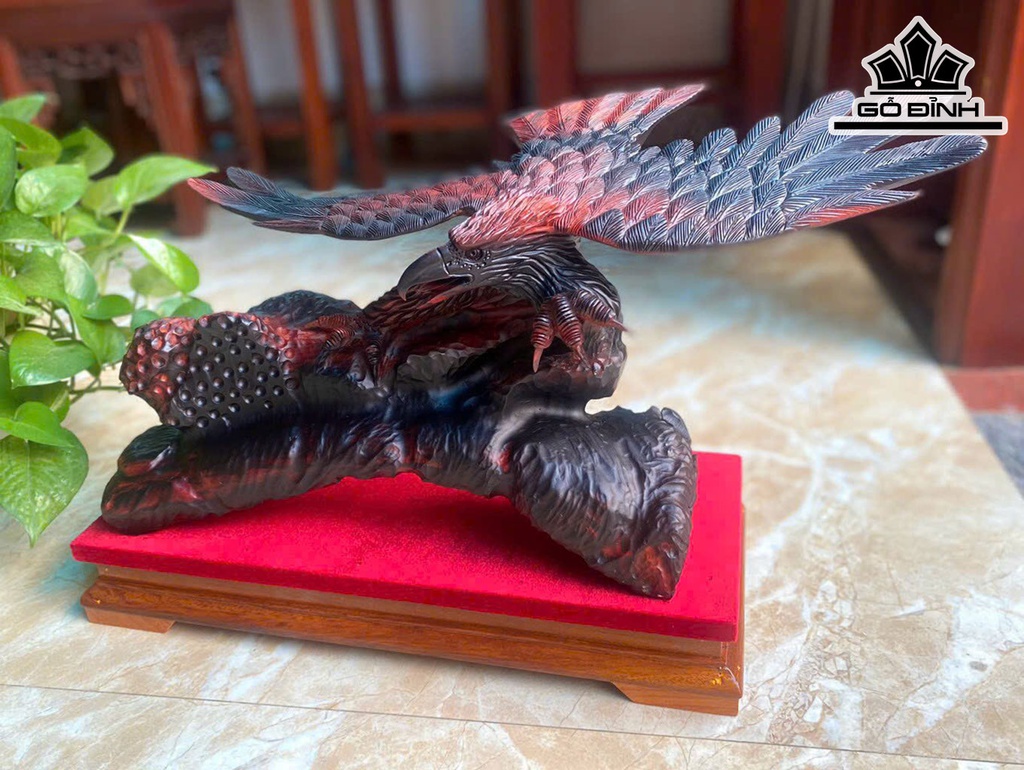 Tượng Đại Bàng Gỗ Trắc Cao 30 Ngang 50 Sâu 20 (cm)