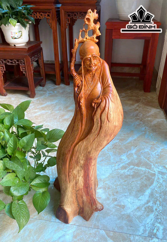 Tượng La Hán Trường My Gỗ Hương Cao 66 Ngang 25 Sâu 22 (cm)