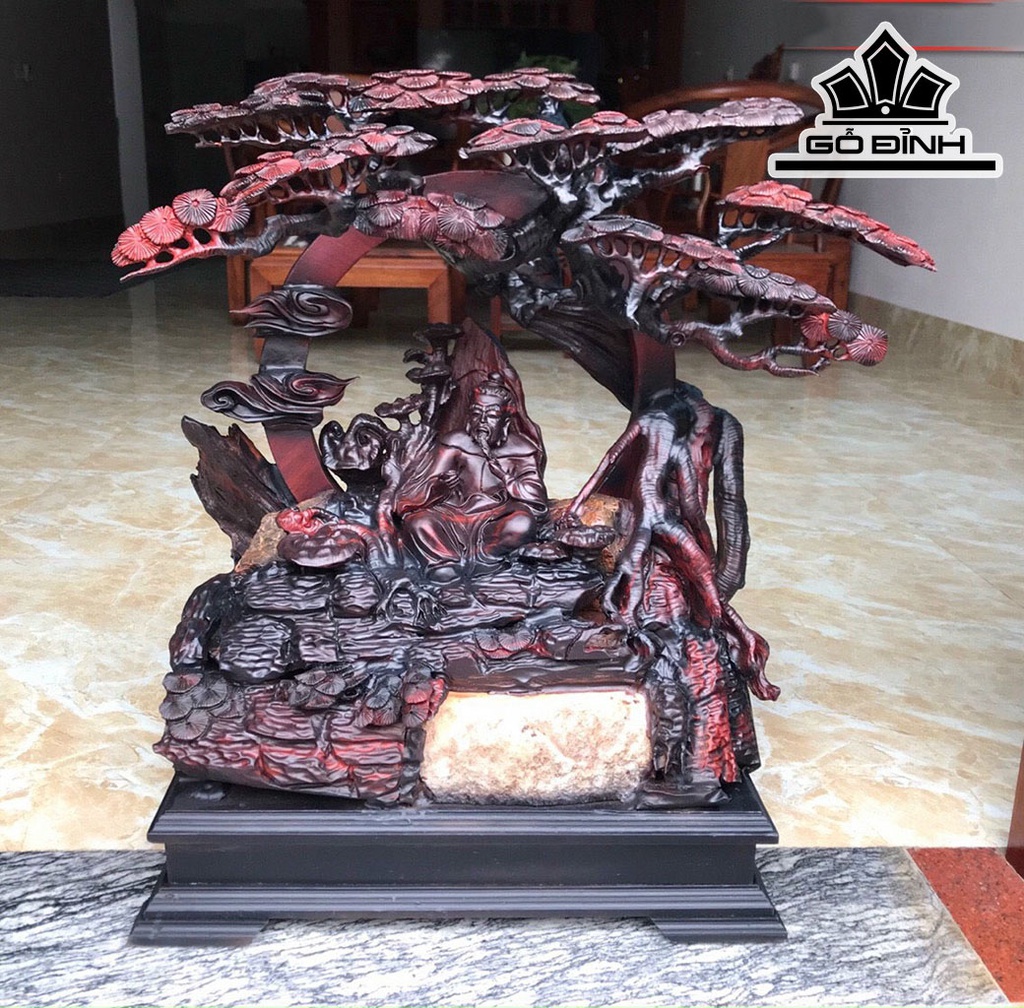 Tượng Thần Trà Gỗ Trắc Cao 68 Ngang 63 Sâu 28 (cm)