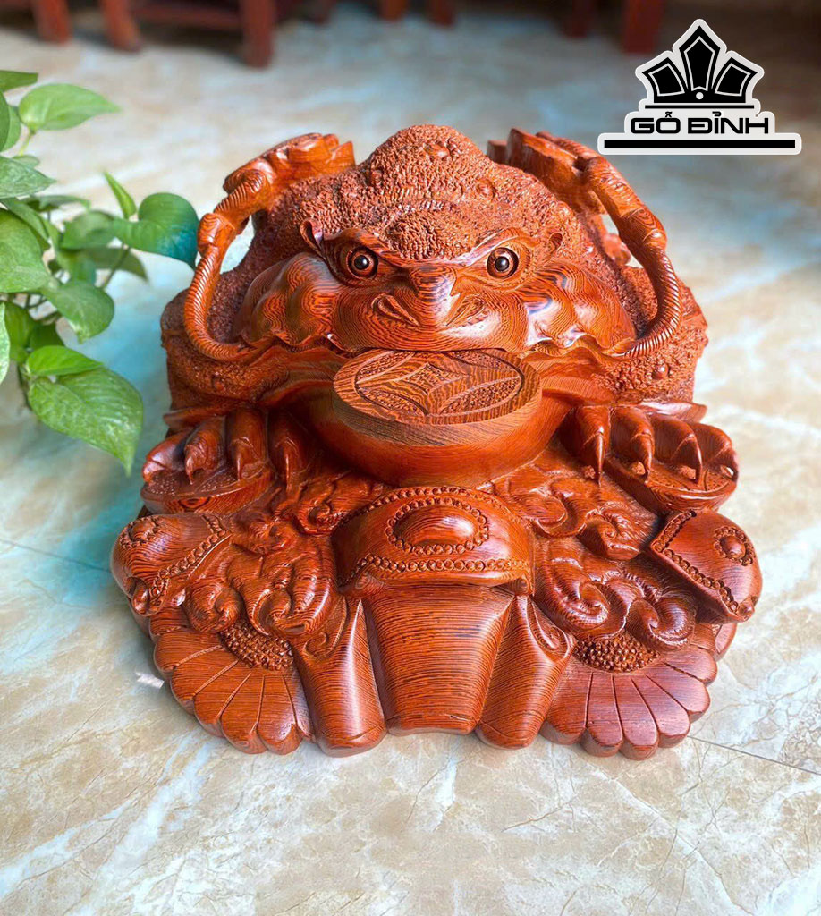 Tượng Thiềm Thừ Gỗ Mun Đuôi Công Cao 26 Ngang 40 Sâu 50 (cm)